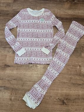 Kids Red Burts Bees Kids Long Sleeve Pajama Set Extra Large